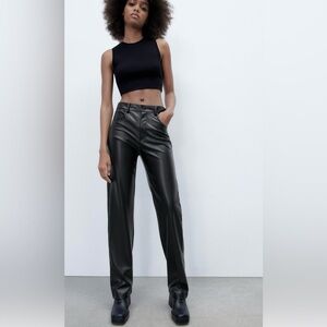 ZARA Faux Leather Black Pants Size Medium.  NWT
